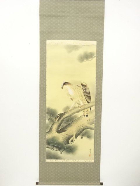 JAPANESE COLLECTIBLE / HANGING SCROLL BY NOMURA SESSO / HAWK / HANDWRI